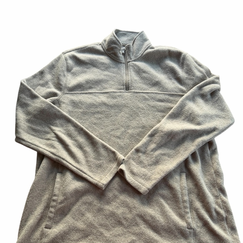 Croft & Barrow Men’s Large Tan Beige Fleece Mock Neck 1/4 Zip Sweater Pullover